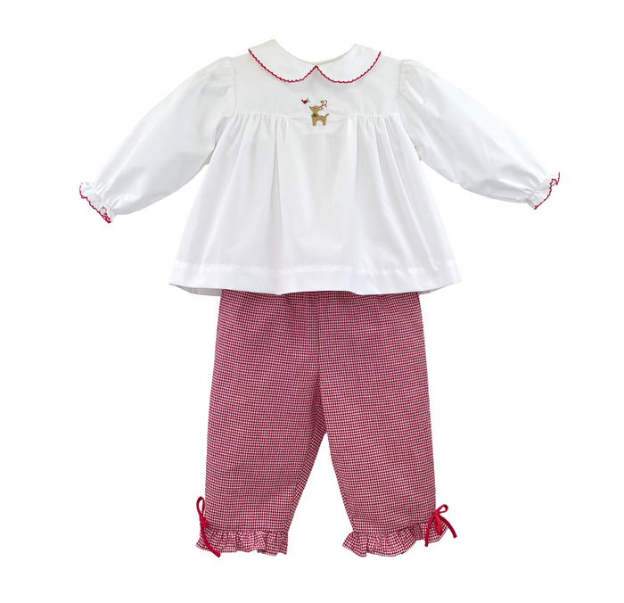 Petit Ami Girls Reindeer Pant Set