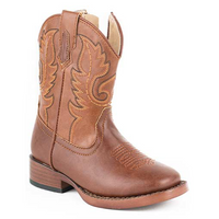 Roper Boys Faux Leather Texson Western Boots - Brown