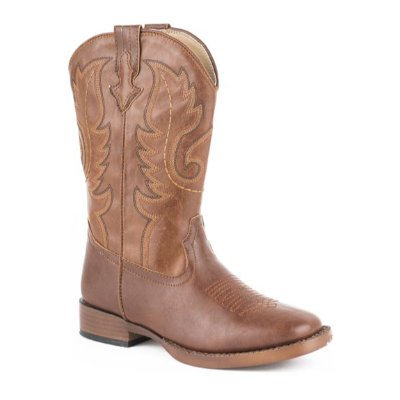 Roper Boys Faux Leather Texson Western Boots - Brown