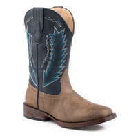 Roper Boys Faux Leather Billy Western Boots - Brown/Navy