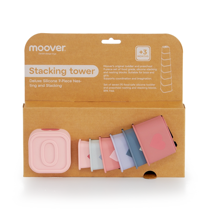 Moover Toys Silicone Stacking Tower - Pink