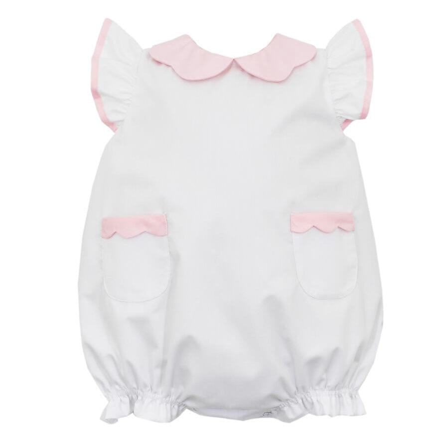 Petit Bebe Girls Romper - White/Pink