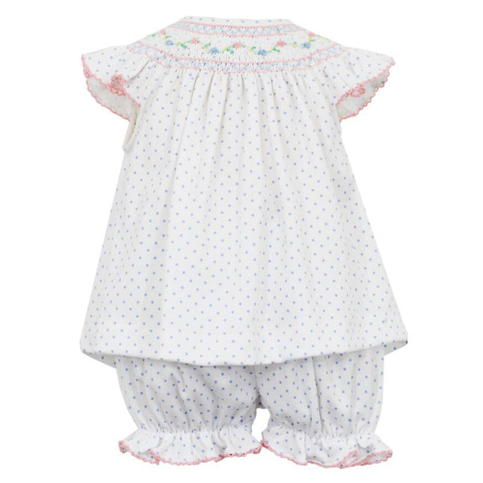 Petit Bebe Blue Dot Bishop Bloomer Set