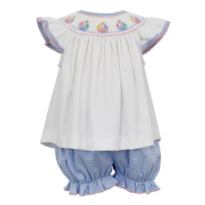 Petit Bebe Sailboat Knit Bloomer Set - Blue