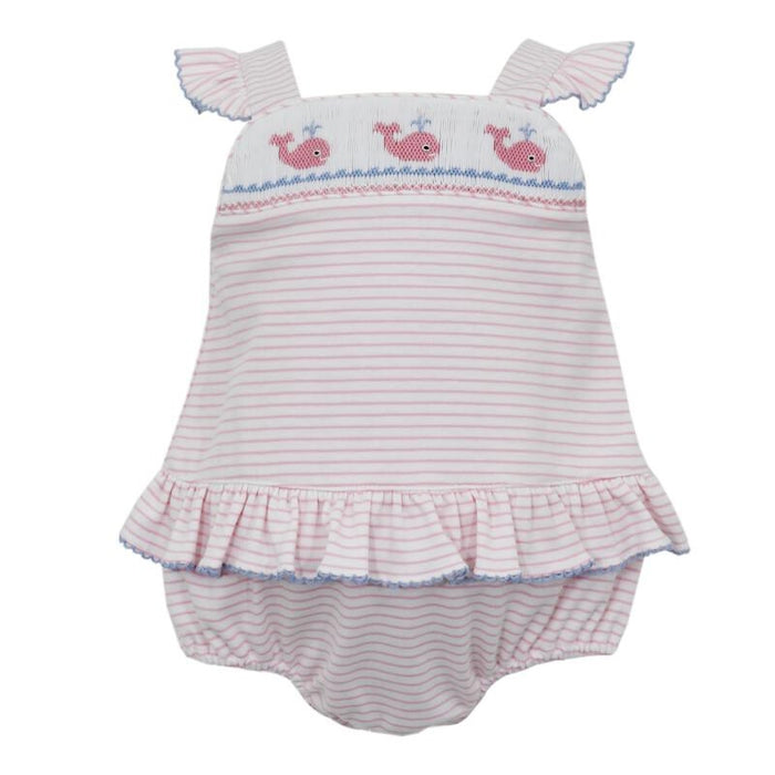 Petit Bebe Whale Knit Sunsuit - Pink