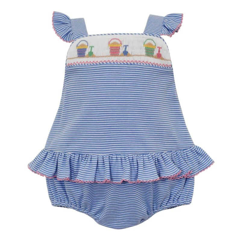 Petit Bebe Girls Sand Pails Knit Sunsuit - Periwinkle Blue