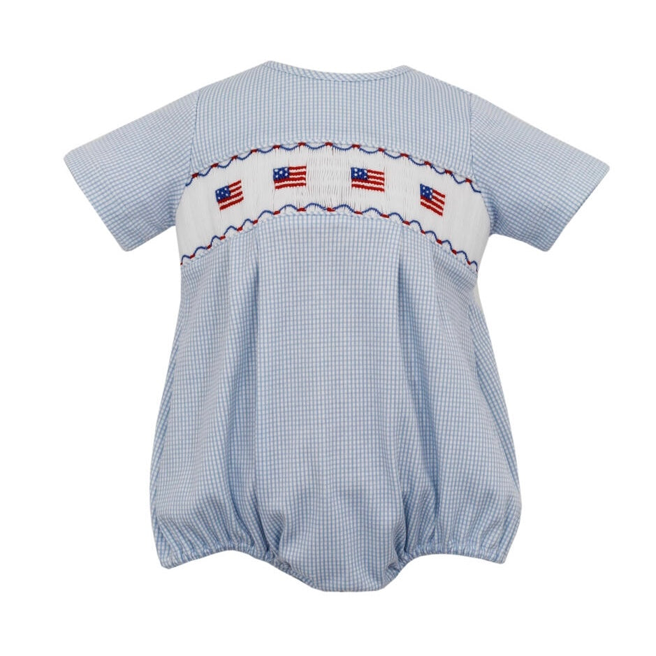 Petit Bebe Boys Flags Knit Bubble - Blue