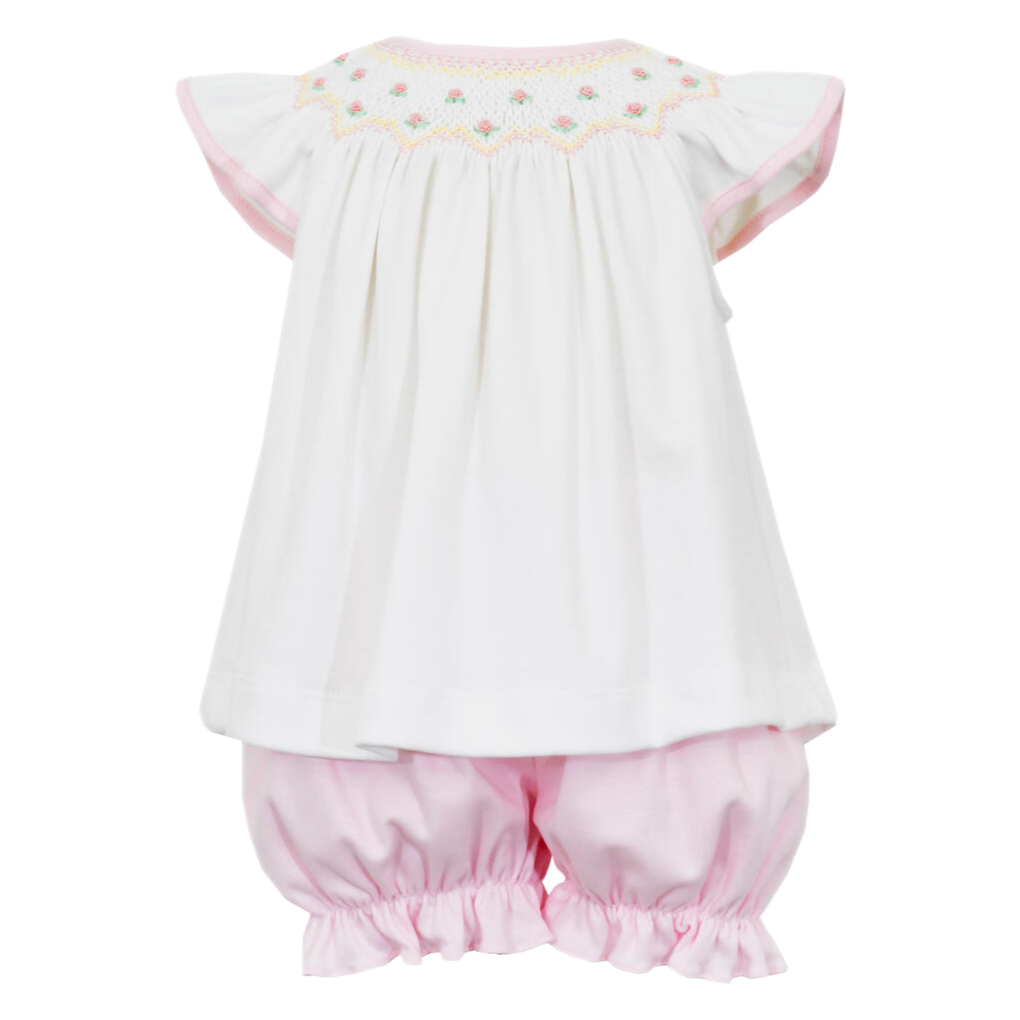 Petit Bebe White & Pink Bishop Bloomer Set