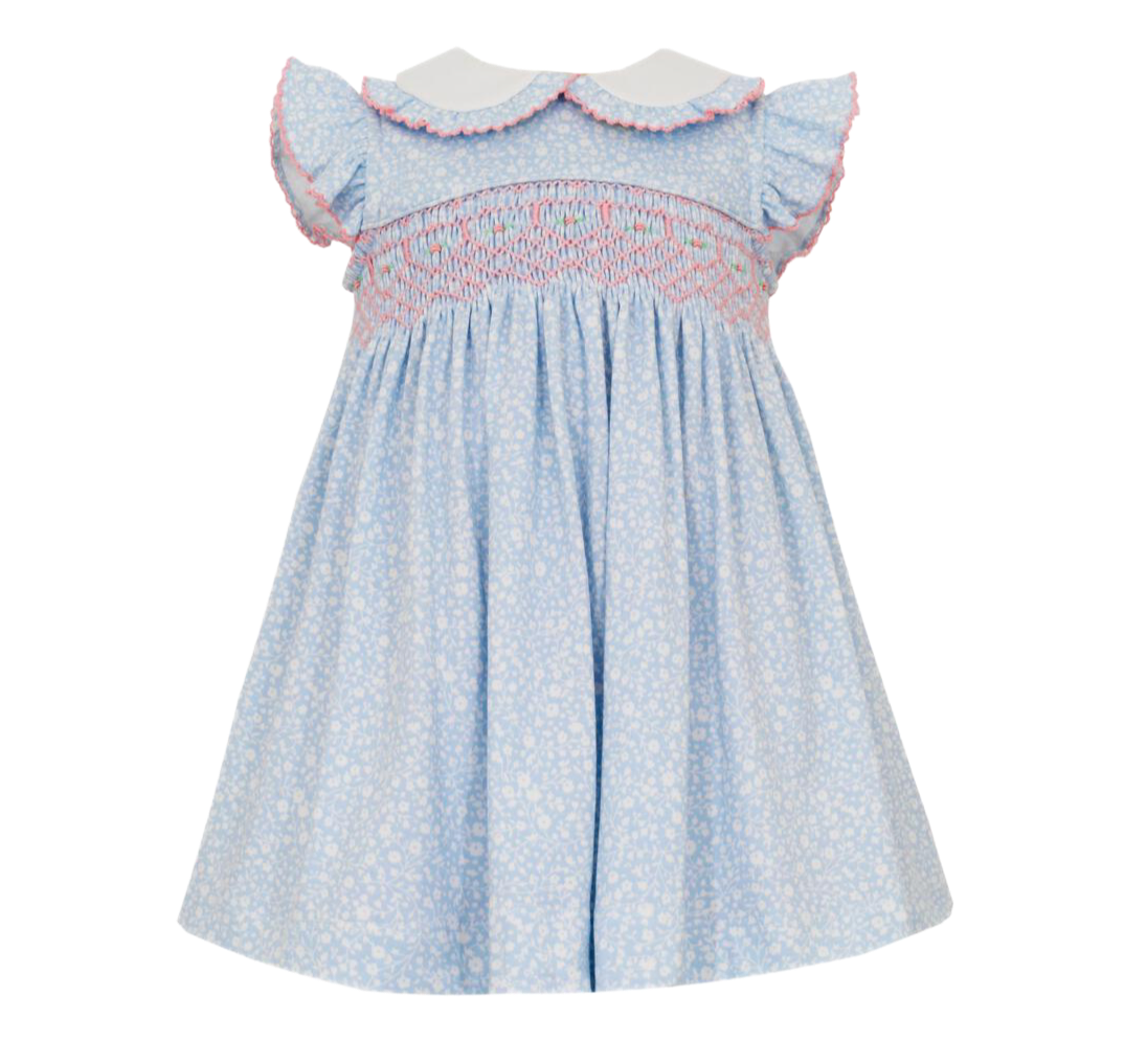 Petit Bebe Pink & Blue Floral Dress