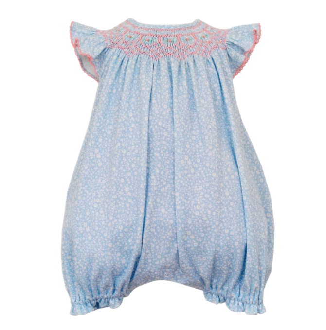 Petit Bebe Pink & Blue Floral Romper