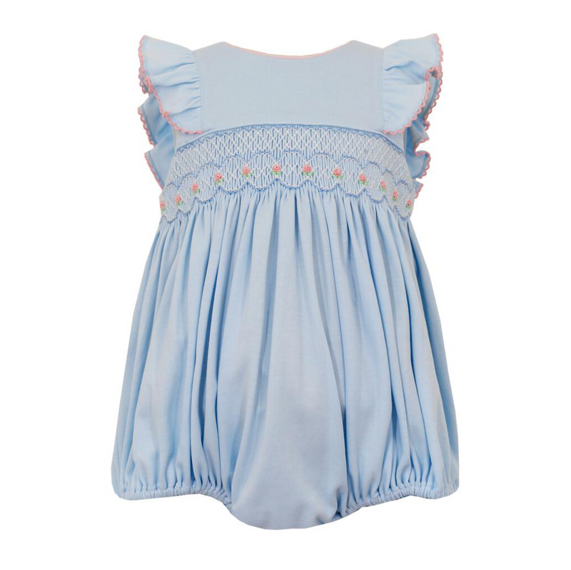 Petit Bebe Girls Smocked Bubble - Blue