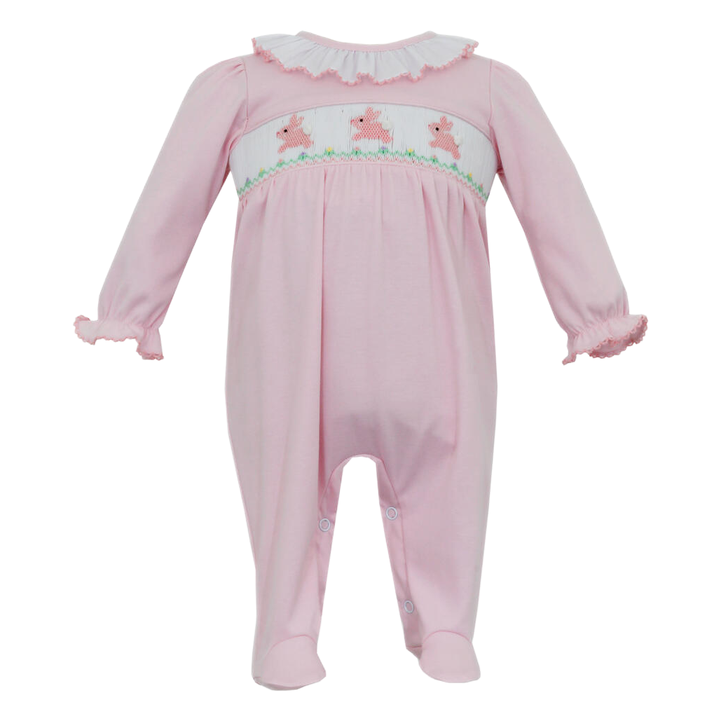 Petit Bebe Hop Hop Bunnies Footie - Pink