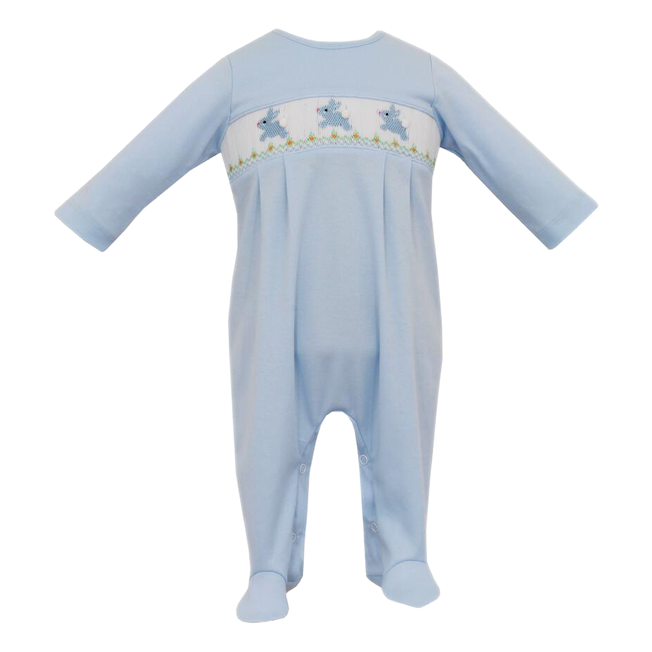 Petit Bebe Hop Hop Bunnies Footie - Blue