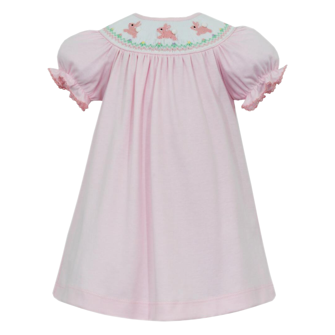 Petit Bebe Hop Hop Bunnies Bishop Dress - Pink