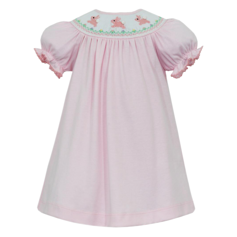 Petit Bebe Hop Hop Bunnies Bishop Dress - Pink