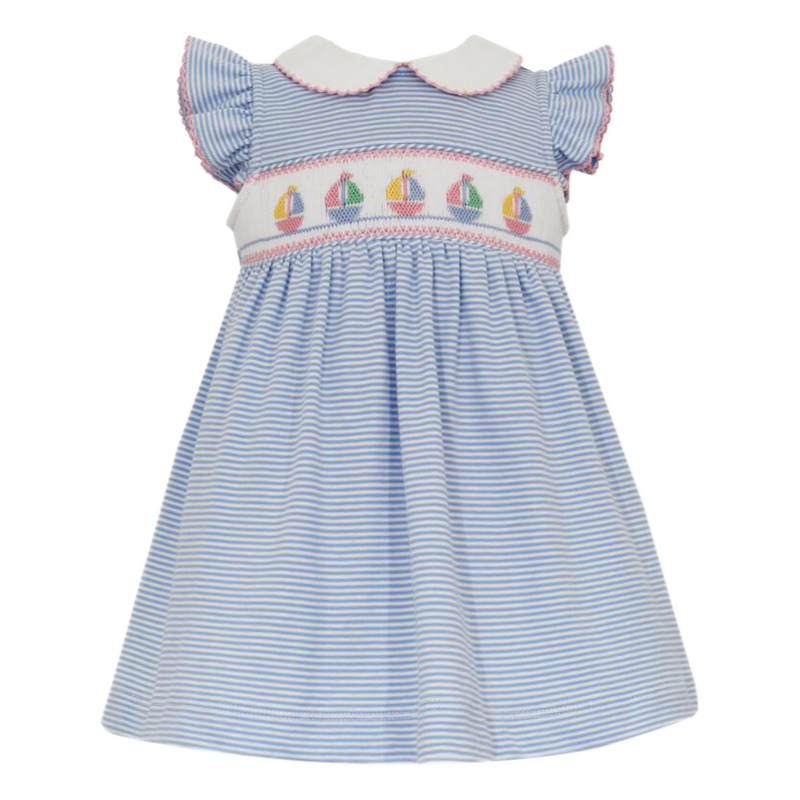 Petit Bebe Sailboat Knit Dress - Blue