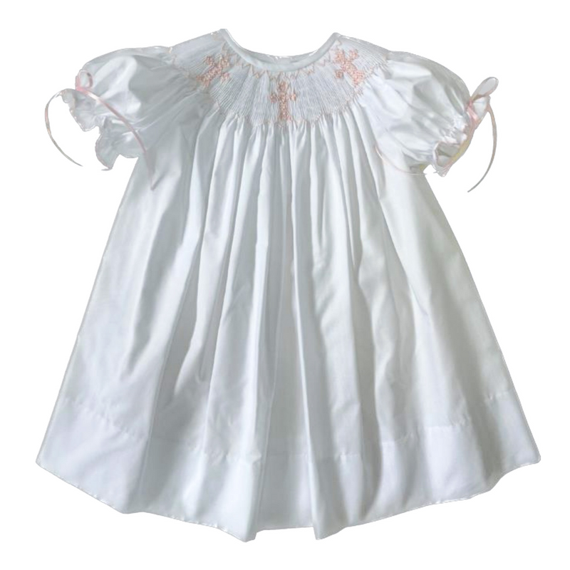 Lulu Bebe Crosses Bishop Dress - White/Pink