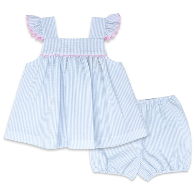 Lullaby Set Girls Blue Seersucker Bloomer Set