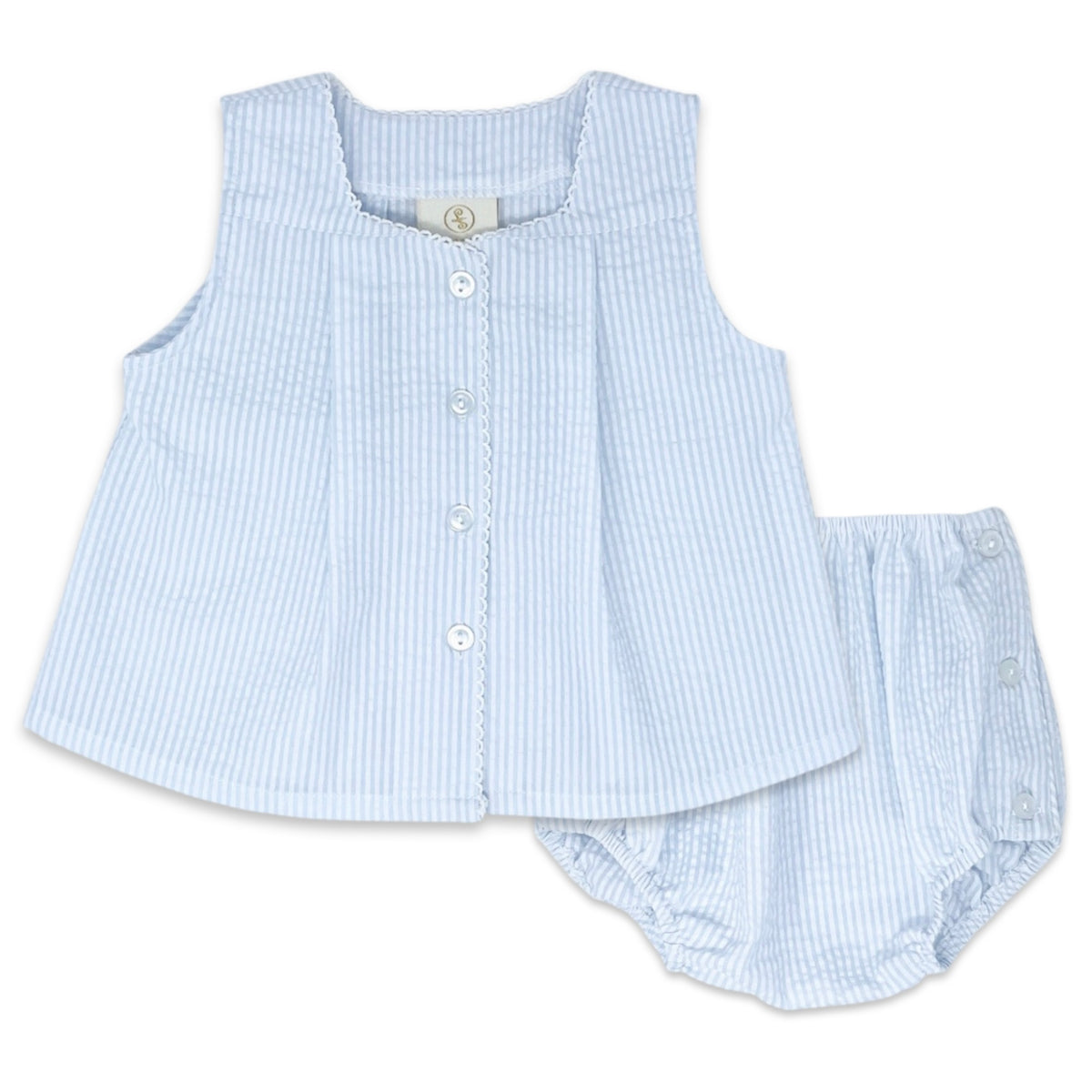 Lullaby Set Seersucker Diaper Set - Blue