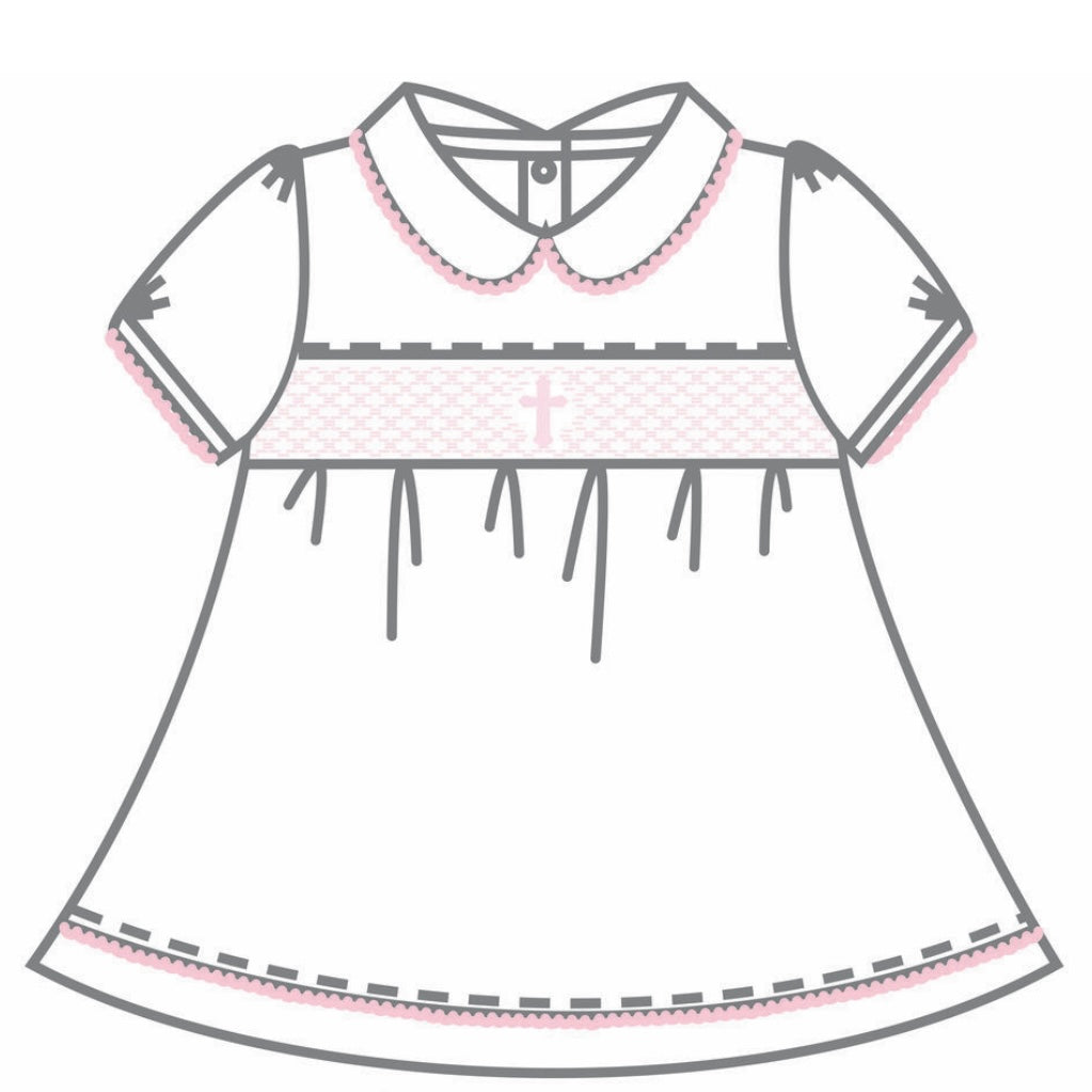 Magnolia Baby Blessed Smocked Collared Dress - Pink