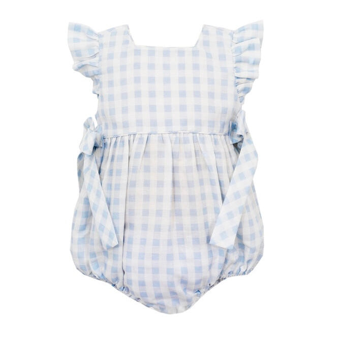 Claire & Charlie Girls Blue Check Bubble