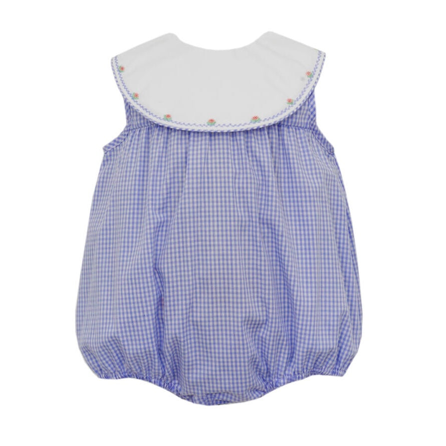 Claire & Charlie Blue Gingham Embroidered Bubble