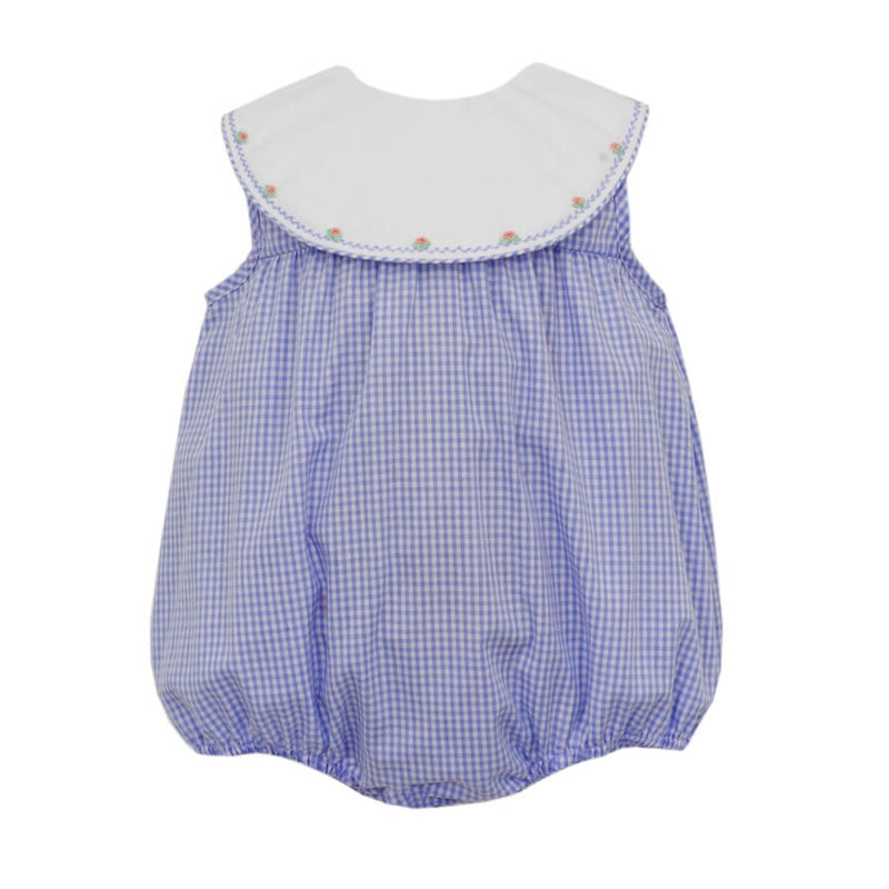 Claire & Charlie Blue Gingham Embroidered Bubble