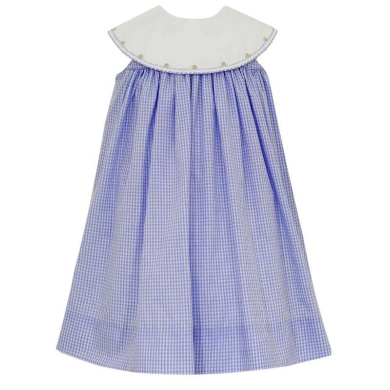 Claire & Charlie Blue Gingham Embroidered Dress