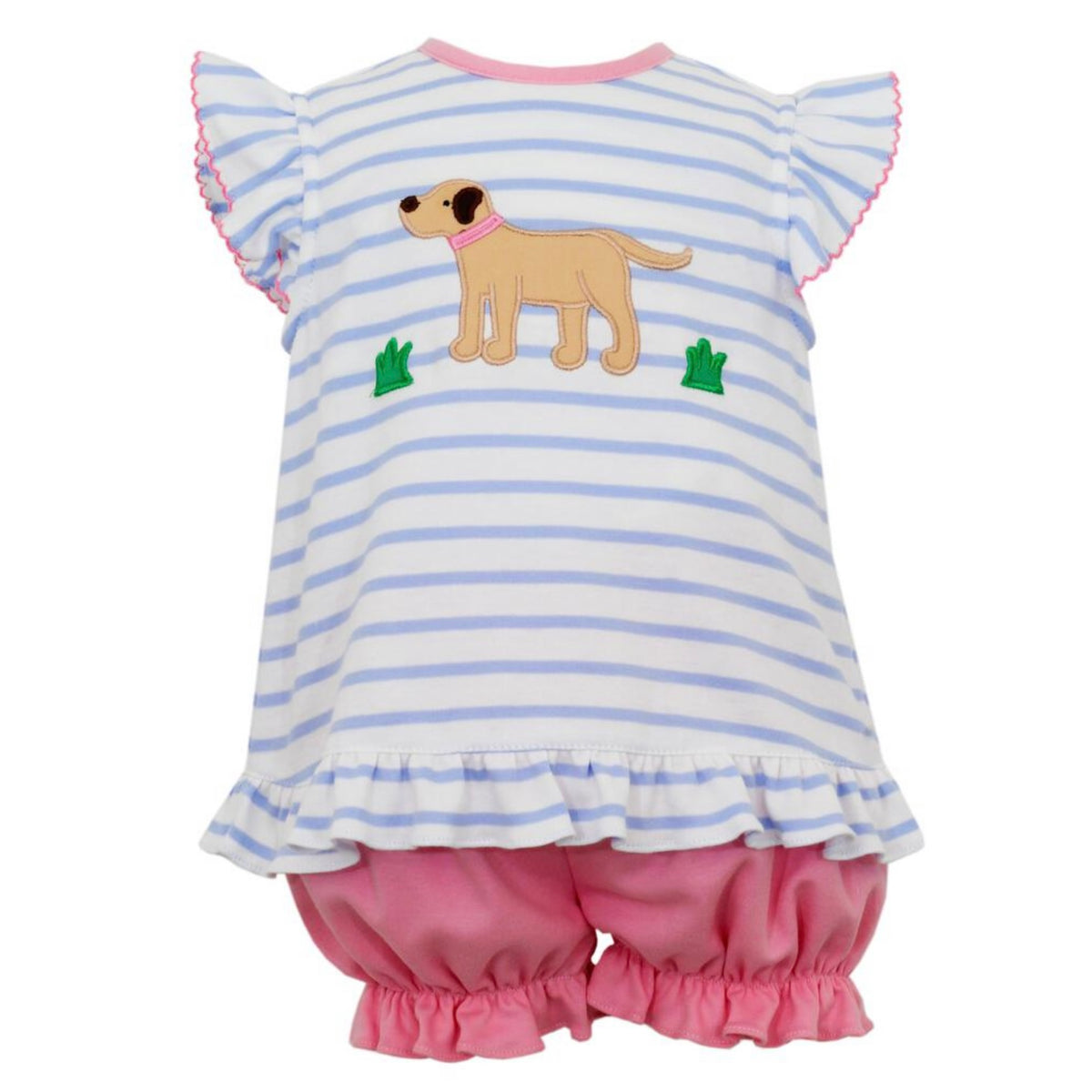 Claire & Charlie Labrador Bloomer Set - Blue/Pink