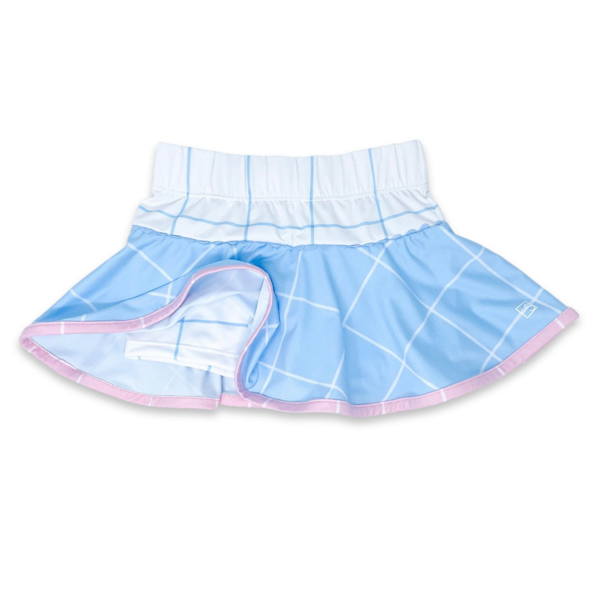 Set Athleisure Girls Skort - White/Blue Windowpane