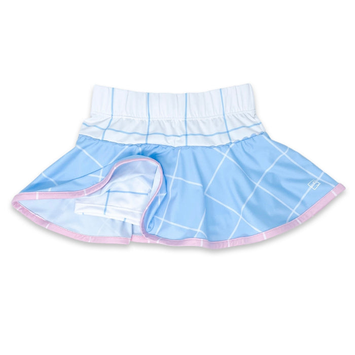 Set Athleisure Girls Skort - White/Blue Windowpane