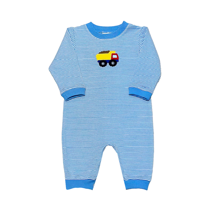 *Pre-Sale* Zuccini Kids Dump Truck Romper - Periwinkle blue