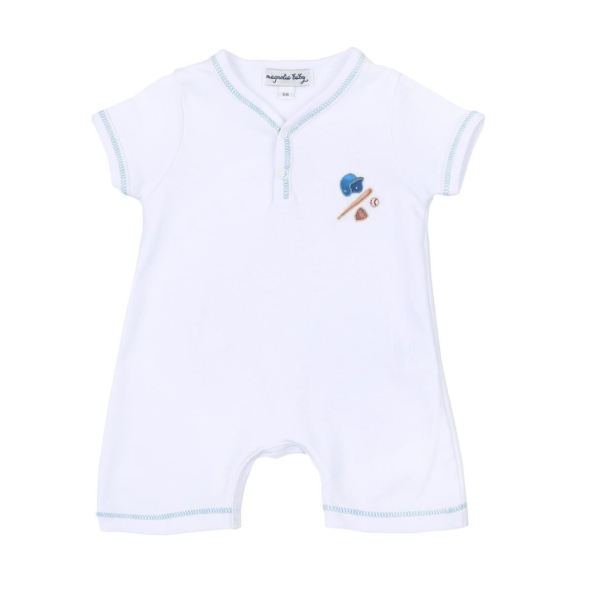 Magnolia Baby Field of Dreams Embroidered Short Playsuit - Blue