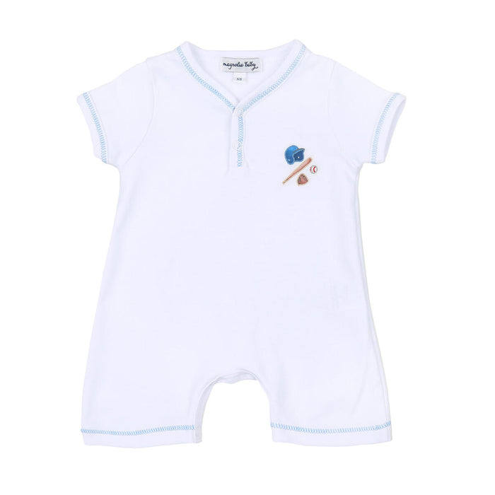 Magnolia Baby Field of Dreams Embroidered Short Playsuit - Blue