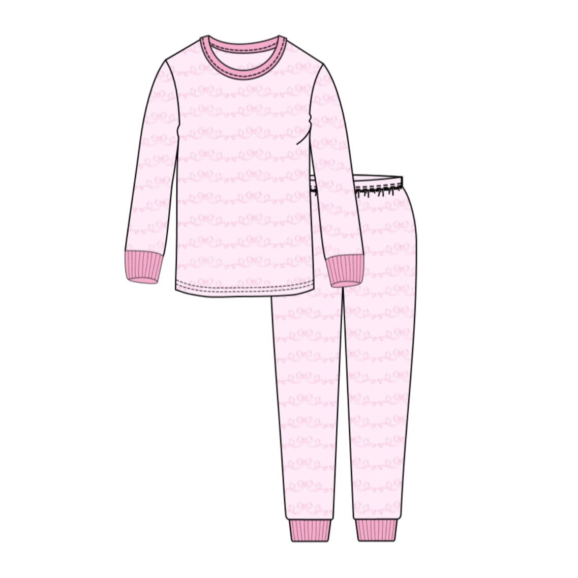 Luigi Kids Bows Pajama Set - Pink