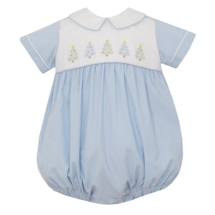 Anavini Christmas Trees Corduroy Bubble - Blue