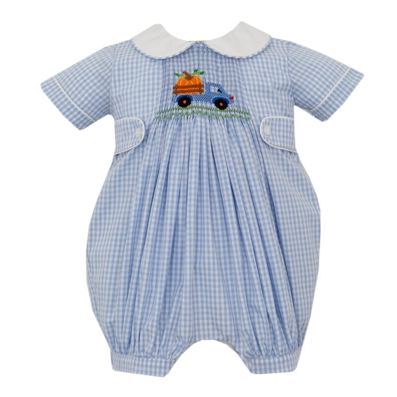 Anavini Pumpkin Truck Romper - Blue