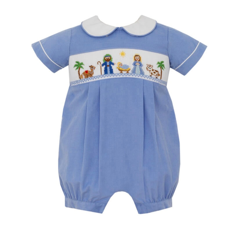 *Pre-Sale* Anavini Nativity Corduroy Romper - Periwinkle Blue