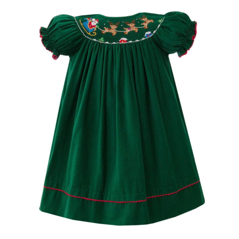 *Pre-Sale* Anavini Santa’s Sleigh Corduroy Dress - Green