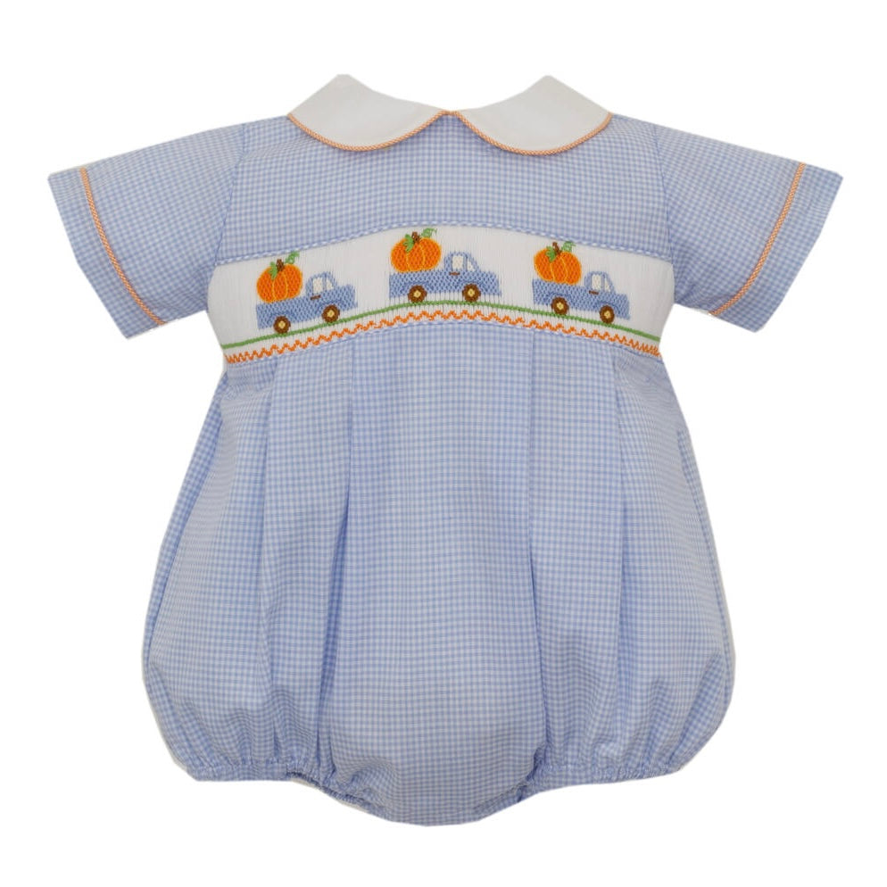 *Pre-Sale* Petit Bebe Trucks w/ Pumpkins Bubble - Blue