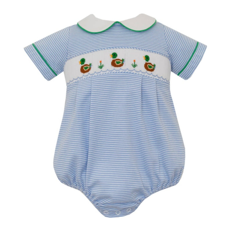 *Pre-Sale* Petit Bebe Mallard Smocked Bubble - Blue