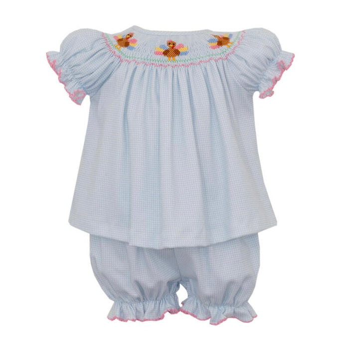 Petit Bebe Turkey Bloomer Set - Blue