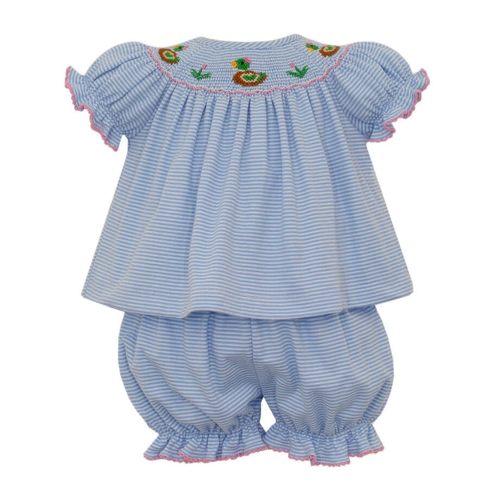 Petit Bebe Mallard Smocked Bloomer Set - Blue