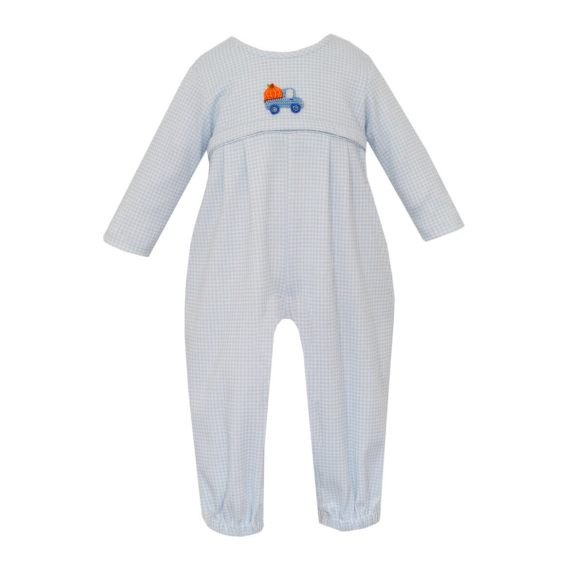 Petit Bebe Pumpkin Truck Romper - Blue