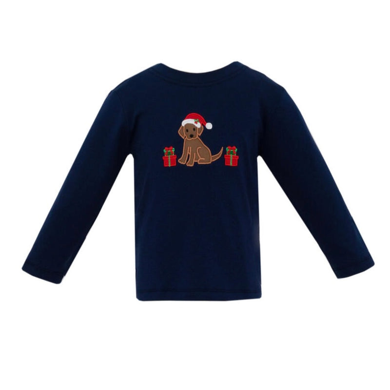 Claire & Charlie Christmas Puppy T-Shirt - Navy