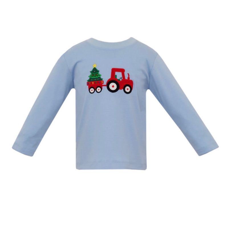 Claire & Charlie Tractor & Christmas Tree T-Shirt - Blue