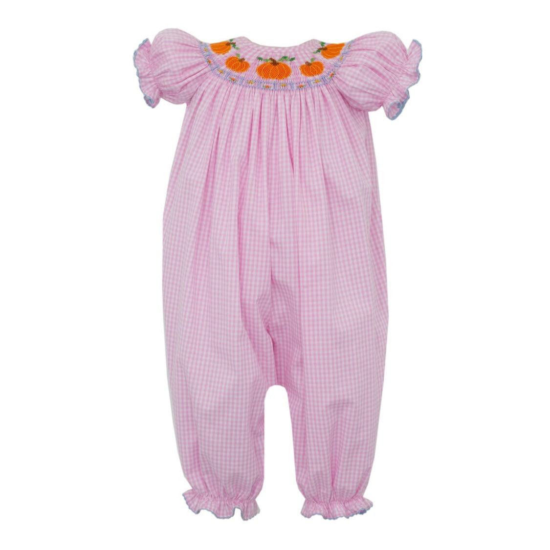 Anavini Pumpkin Smocked Long Bubble - Pink