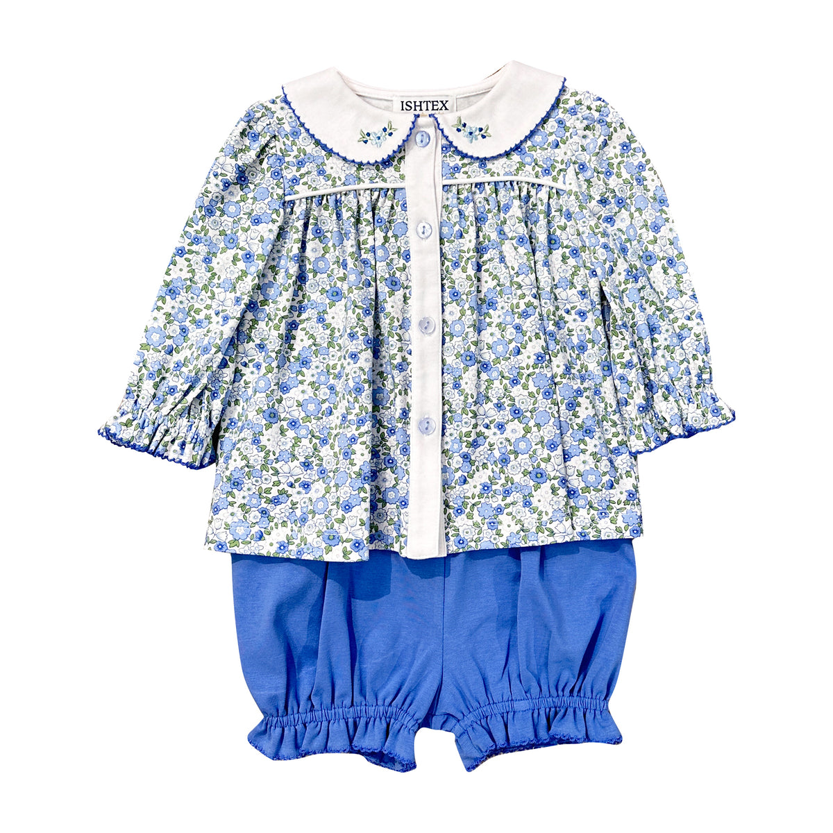 Ishtex Blue Floral Bloomer Set