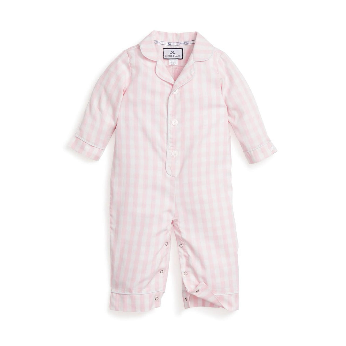 Petite Plume Pajama Romper - Pink Gingham