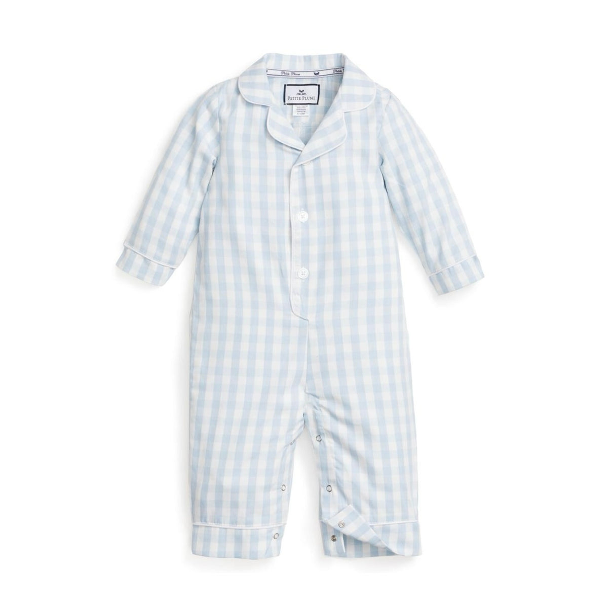 Petite Plume Pajama Romper - Blue Gingham